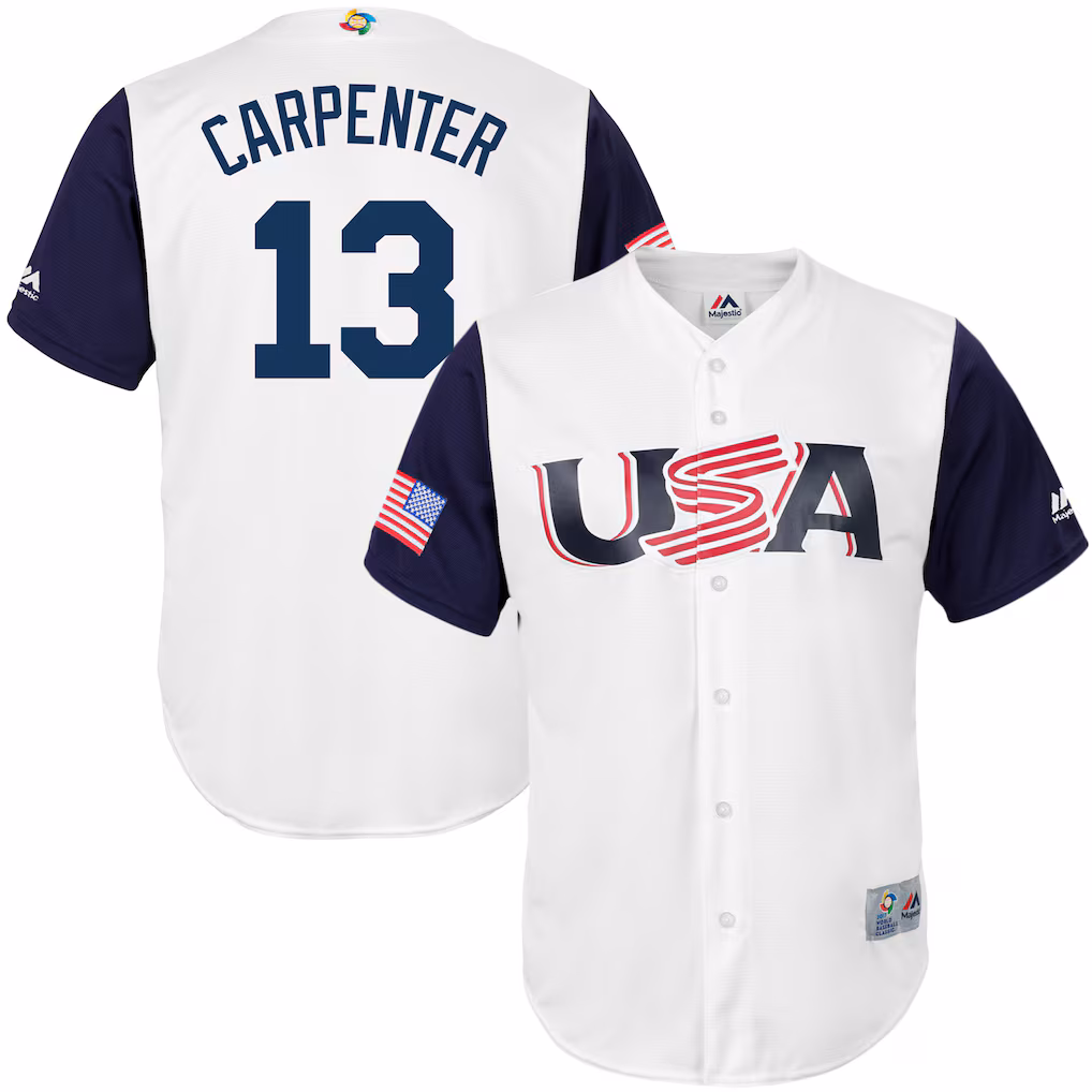 Men's USA Baseball Matt Carpenter Majestic White 2017 World Baseball Classic Replica Jersey - Ujersey Shop