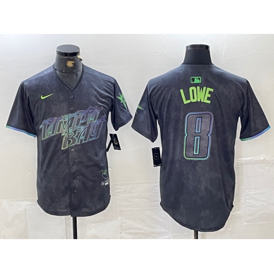 Men's Tampa Bay Rays #8 Brandon Lowe Charcoal 2024 City Connect Limited Cool Base Jersey - Ujersey