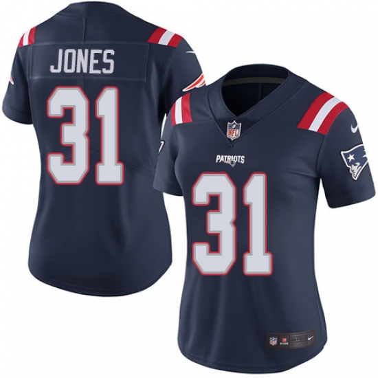 Women's Nike New England Patriots #31 Jonathan Jones Limited Navy Blue Rush Vapor Untouchable NFL Jersey - Ujersey