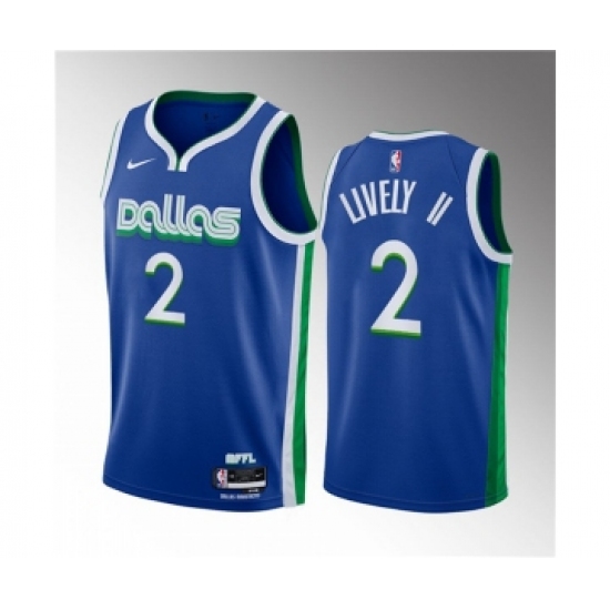 Men's Dallas Mavericks #2 Dereck Lively II Blue 2023 Draft City Edition Stitched Basketball Jersey - Ujersey