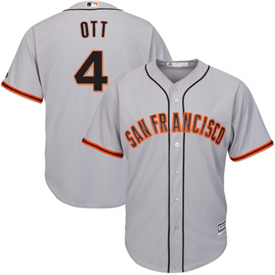 Men's Majestic San Francisco Giants #4 Mel Ott Replica Grey Road Cool Base MLB Jersey - Ujersey