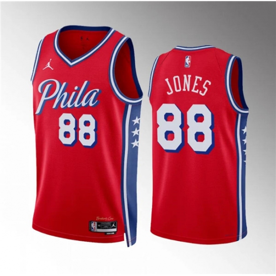 Men's Philadelphia 76ers #88 Kai Jones Red Statement Edition Stitched Jersey - Ujersey