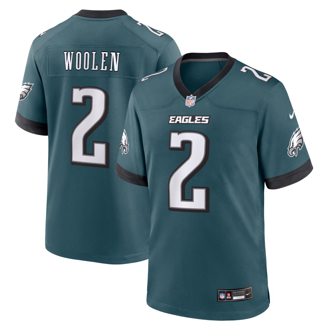 Men's Philadelphia Eagles Tariq Woolen Nike Midnight Green Team Game Jersey - Ujersey