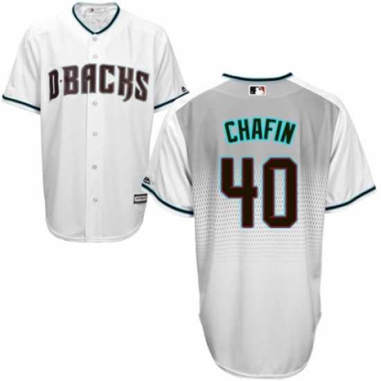 Men's Majestic Arizona Diamondbacks #40 Andrew Chafin Replica White/Capri Cool Base MLB Jersey - Ujersey