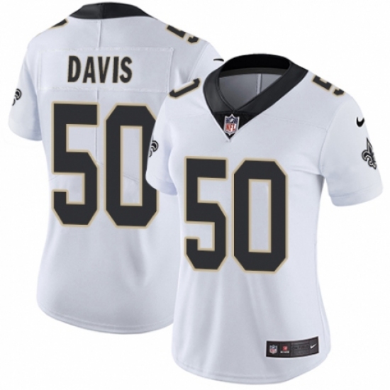 Women's Nike New Orleans Saints #50 DeMario Davis White Vapor Untouchable Limited Player NFL Jersey - Ujersey