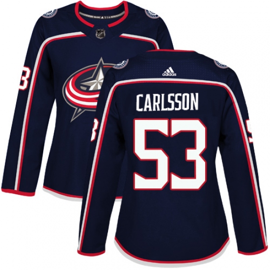 Women's Adidas Columbus Blue Jackets #53 Gabriel Carlsson Authentic Navy Blue Home NHL Jersey - Ujersey