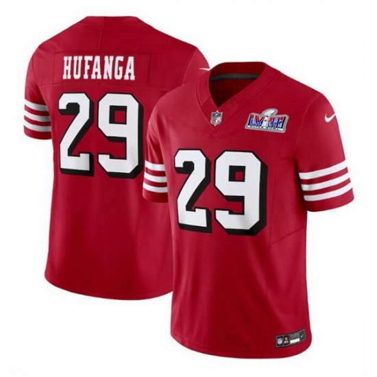 Men's San Francisco 49ers #29 Talanoa Hufanga New Red 2023 F U S E Stitched Football 2024 Super Bowl LVIII Jersey - Ujersey
