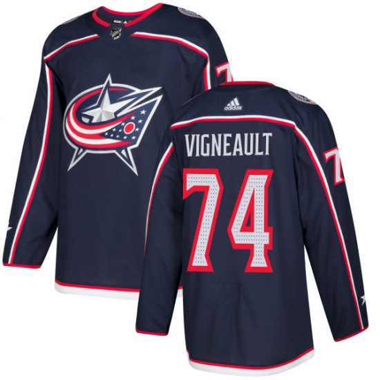 Men's Adidas Columbus Blue Jackets #74 Sam Vigneault Authentic Navy Blue Home NHL Jersey - Ujersey