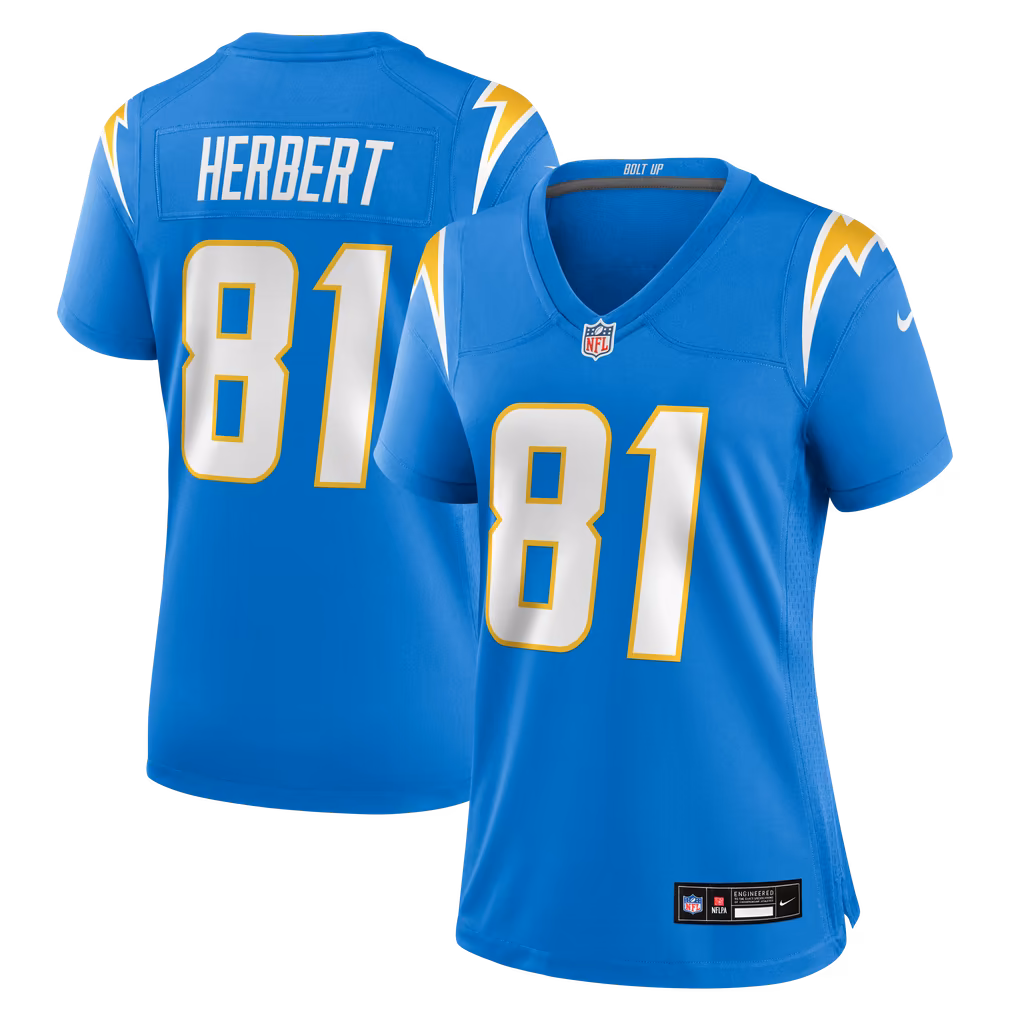 Women's Los Angeles Chargers Patrick Herbert Nike Powder Blue Team Game Jersey - Ujersey Shop
