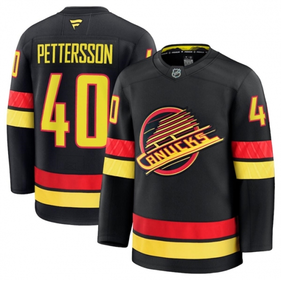 Men's Vancouver Canucks #40 Elias Pettersson Black 2024-25 Alternate Stitched Hockey Jersey - Ujersey
