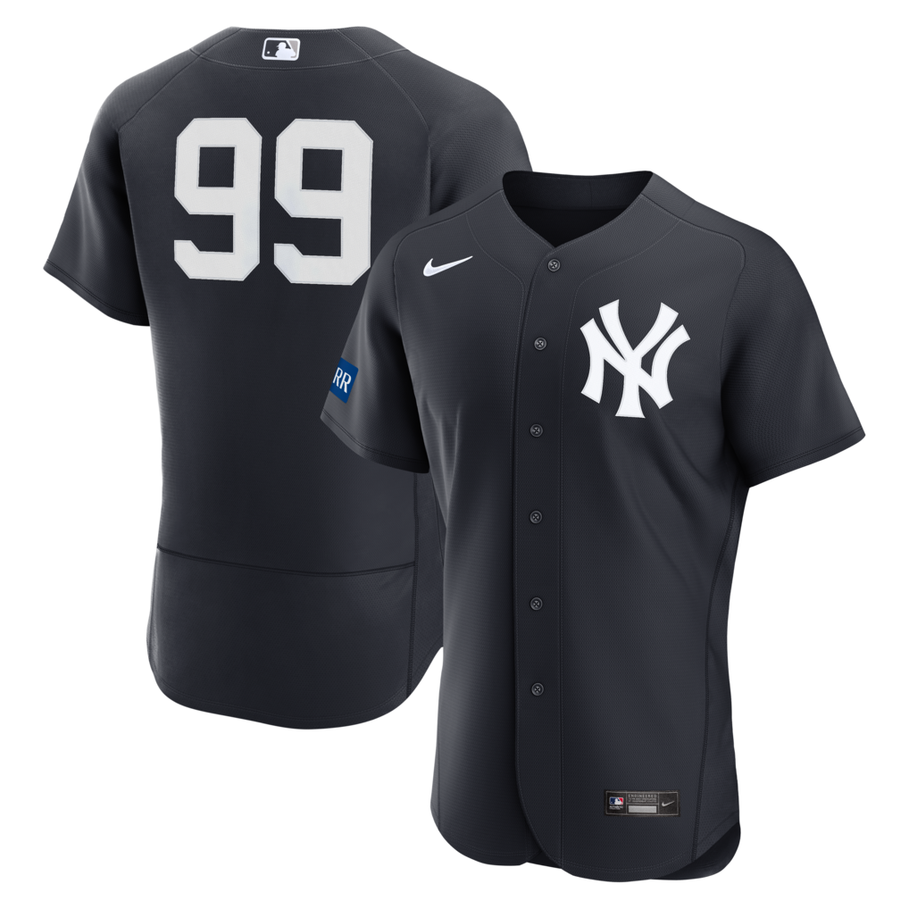 Men's New York Yankees Aaron Judge Nike Navy Alternate Authentic Sponsor Patch Jersey - Ujersey