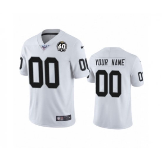 Men's Oakland Raiders Customized White 60th Anniversary Vapor Untouchable Limited Player Football Jersey - Ujersey