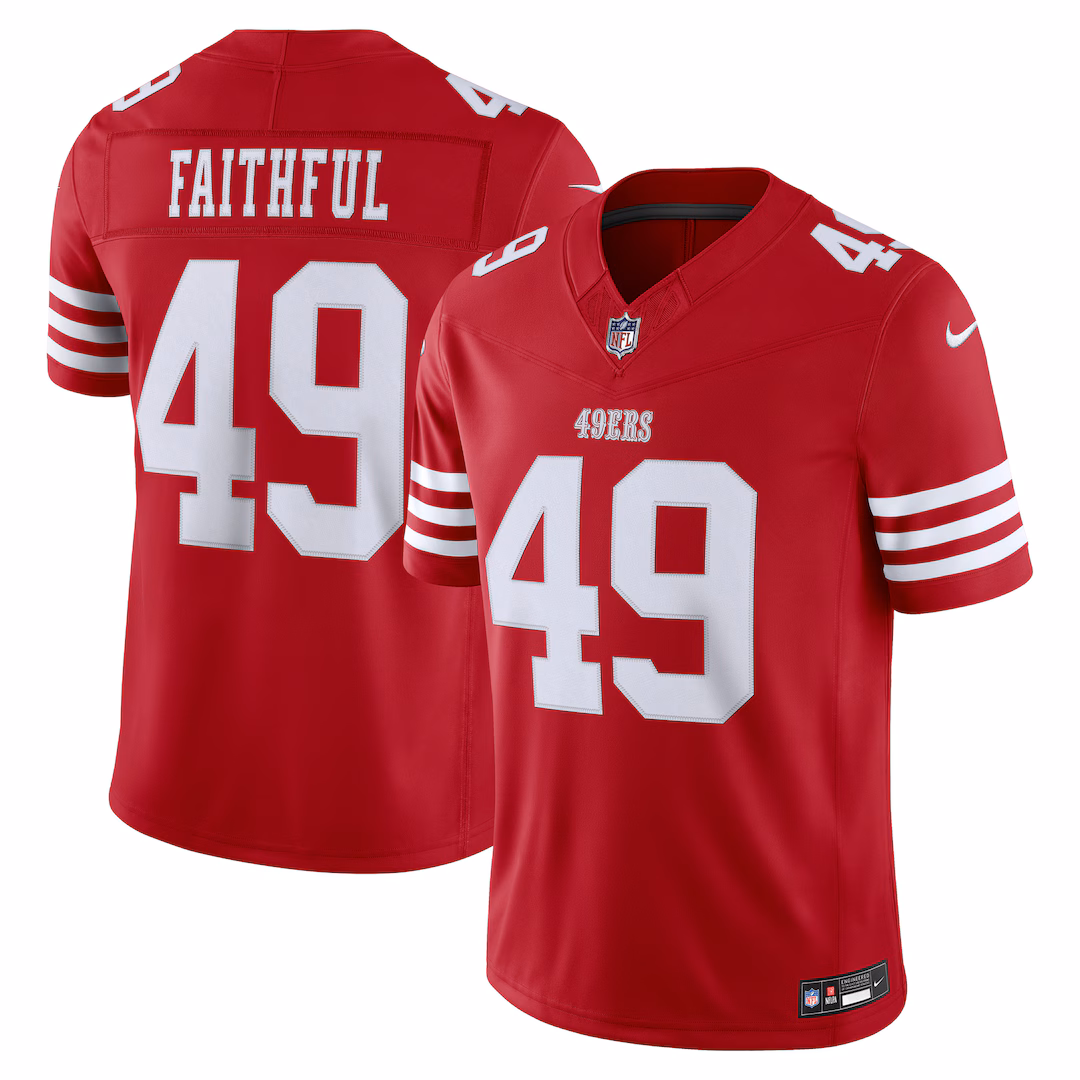 Men's San Francisco 49ers The Faithful Nike Scarlet Team Vapor F.U.S.E. Stitched Limited Jersey - Ujersey