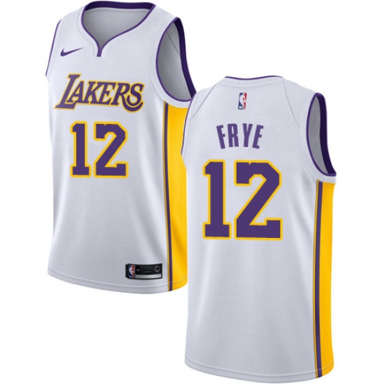 Men's Nike Los Angeles Lakers #12 Channing Frye Authentic White NBA Jersey - Association Edition - Ujersey