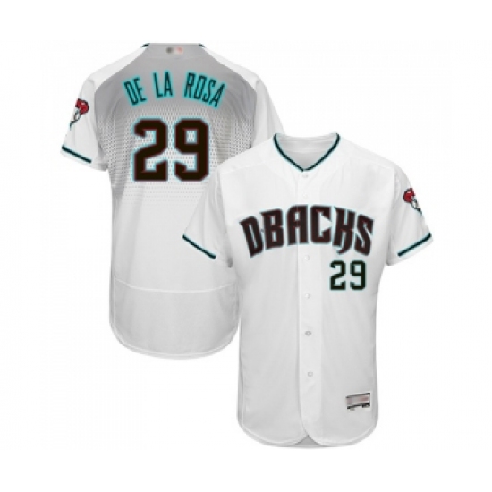 Men's Arizona Diamondbacks #29 Jorge De La Rosa White Teal Alternate Authentic Collection Flex Base Baseball Jersey - Ujersey