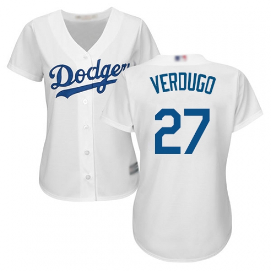 Women's Los Angeles Dodgers #27 Alex Verdugo White Home Stitched Baseball Jersey - Ujersey