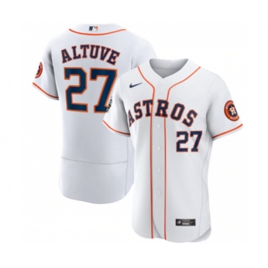 Men's Houston Astros #27 Jose Altuve White 2022 World Series Flex Base Stitched Baseball Jersey - Ujersey