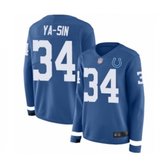 Women's Indianapolis Colts #34 Rock Ya-Sin Limited Blue Therma Long Sleeve Football Jersey - Ujersey