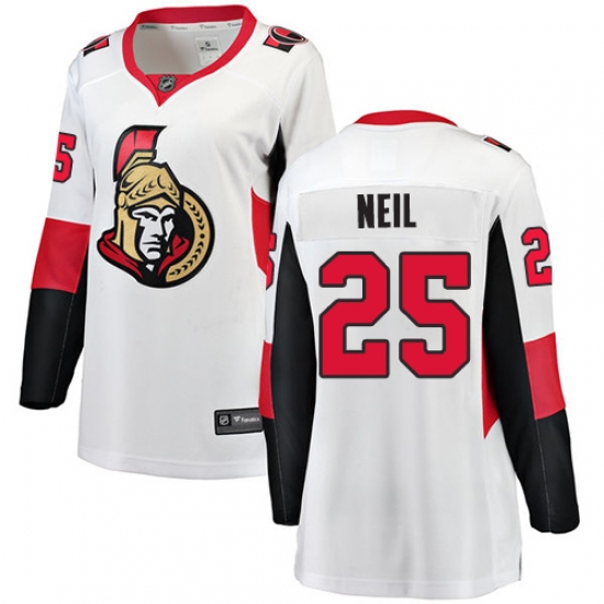 Women's Ottawa Senators #25 Chris Neil Fanatics Branded White Away Breakaway NHL Jersey - Ujersey