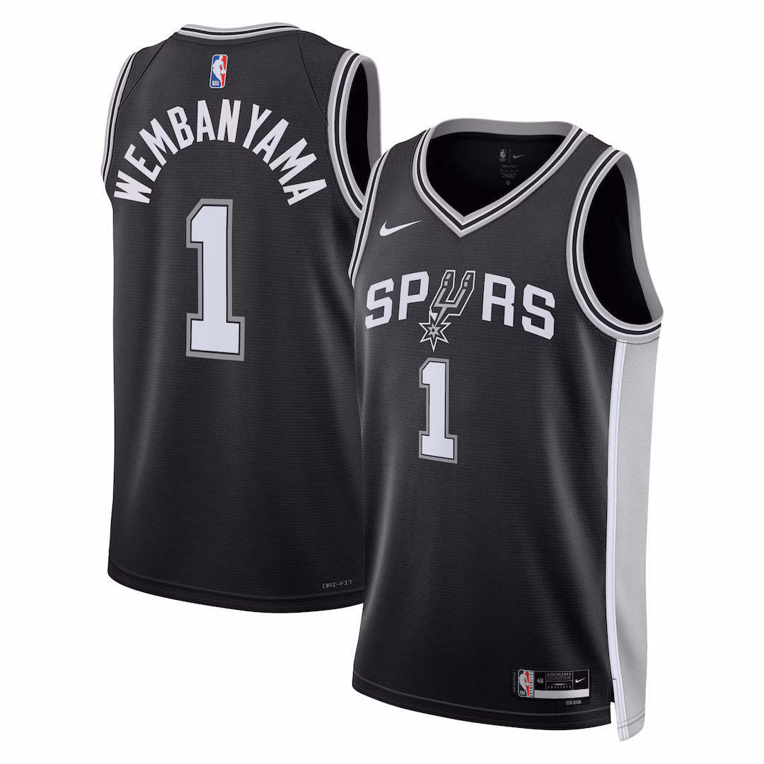 Unisex San Antonio Spurs Victor Wembanyama Nike Black Swingman Jersey - Icon Edition - U-jersey
