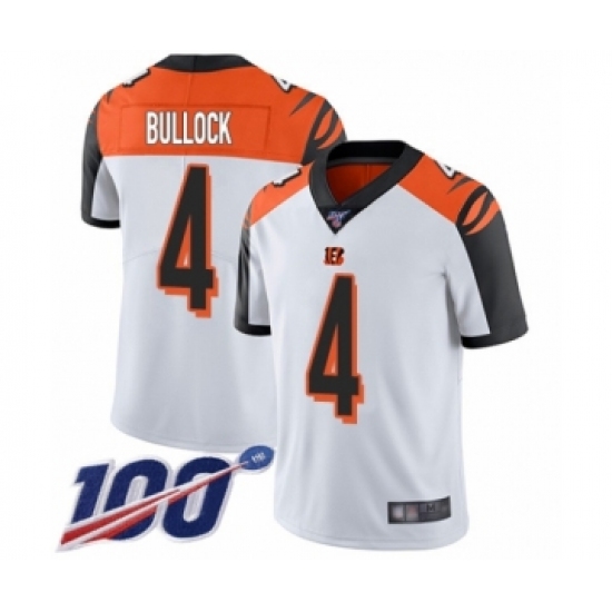 Men's Cincinnati Bengals #4 Randy Bullock White Vapor Untouchable Limited Player 100th Season Football Jersey - Ujersey