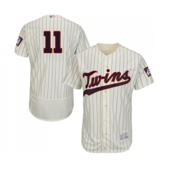 Men's Minnesota Twins #11 Jorge Polanco Cream Alternate Flex Base Authentic Collection Baseball Jersey - Ujersey