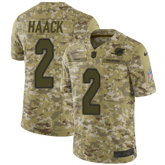 Men's Nike Miami Dolphins #2 Matt Haack Limited Camo 2018 Salute to Service NFL Jersey - Ujersey