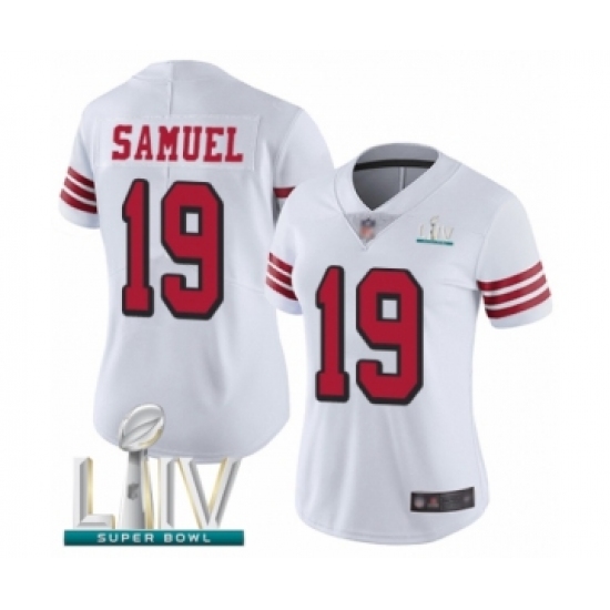 Women's San Francisco 49ers #19 Deebo Samuel Limited White Rush Vapor Untouchable Super Bowl LIV Bound Football Jersey - Ujersey