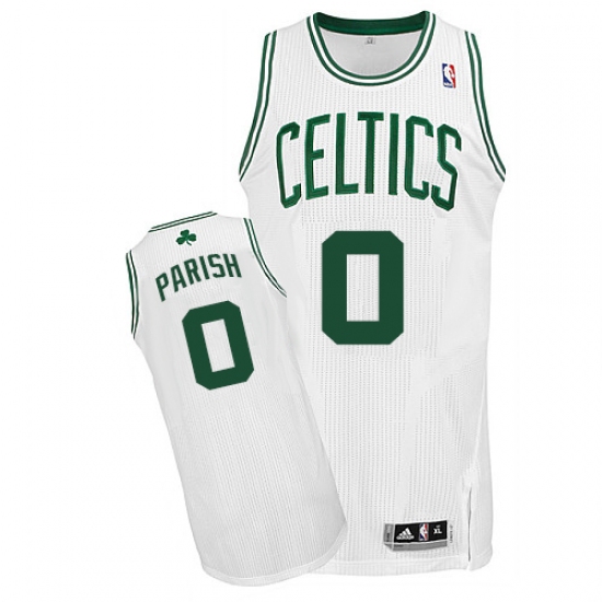 Men's Adidas Boston Celtics #0 Robert Parish Authentic White Home NBA Jersey