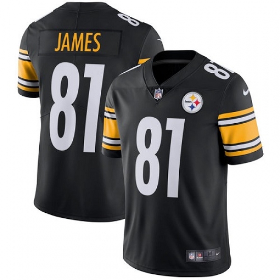 Youth Nike Pittsburgh Steelers #81 Jesse James Black Team Color Vapor Untouchable Limited Player NFL Jersey - Ujersey