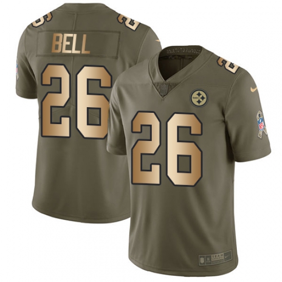 Youth Nike Pittsburgh Steelers #26 Le'Veon Bell Limited Olive/Gold 2017 Salute to Service NFL Jersey - Ujersey