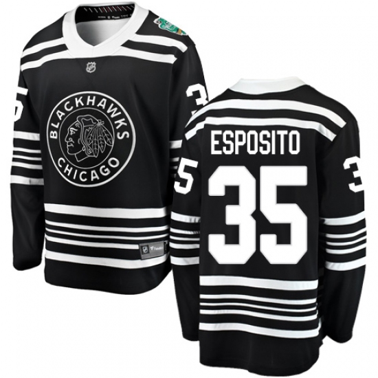 Youth Chicago Blackhawks #35 Tony Esposito Black 2019 Winter Classic Fanatics Branded Breakaway NHL Jersey - Ujersey