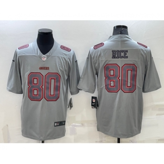 Men's San Francisco 49ers #80 Jerry Rice Grey Atmosphere Fashion 2022 Vapor Untouchable Stitched Limited Jersey - Ujersey