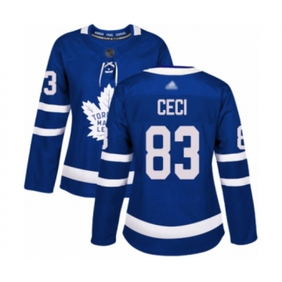 Women's Toronto Maple Leafs #83 Cody Ceci Authentic Royal Blue Home Hockey Jersey