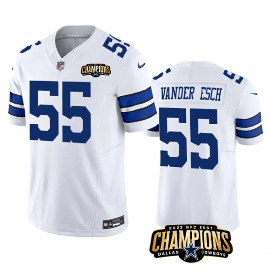 Men's Dallas Cowboys #55 Leighton Vander Esch White 2023 F.U.S.E. NFC East Champions Football Stitched Jersey