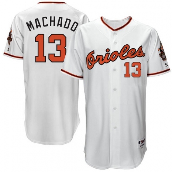 Men's Majestic Baltimore Orioles #13 Manny Machado Replica White 1966 Turn Back The Clock MLB Jersey - Ujersey