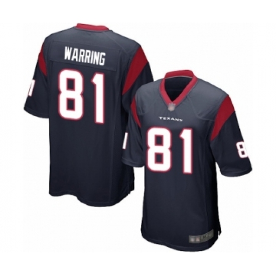 Men's Houston Texans #81 Kahale Warring Game Navy Blue Team Color Football Jersey - Ujersey