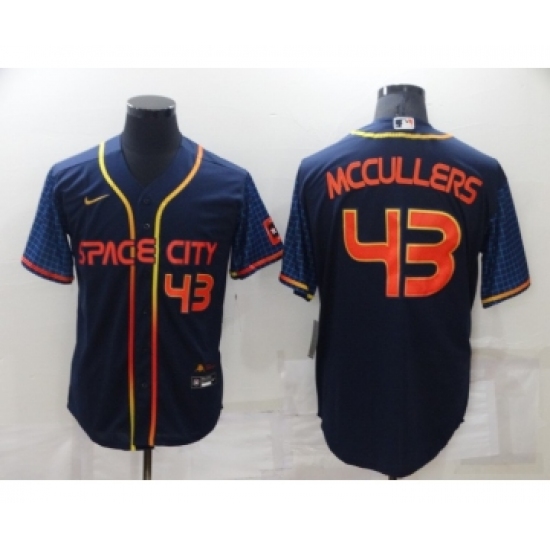 Men's Houston Astros #43 Lance McCullers Jr Number 2022 Navy Blue City Connect Cool Base Stitched Jersey - Ujersey