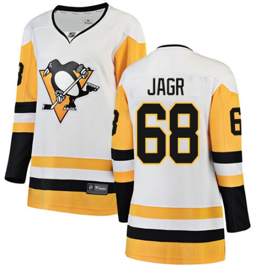 Women's Pittsburgh Penguins #68 Jaromir Jagr Authentic White Away Fanatics Branded Breakaway NHL Jersey - Ujersey