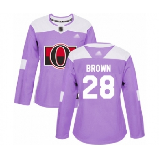 Women's Ottawa Senators #28 Connor Brown Authentic Purple Fights Cancer Practice Hockey Jersey - Ujersey