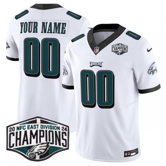 Men's Philadelphia Eagles Active Player Custom White 2024 NFC East Champions F.U.S.E. Vapor Untouchable Limited Stitched Football Jersey - Ujersey
