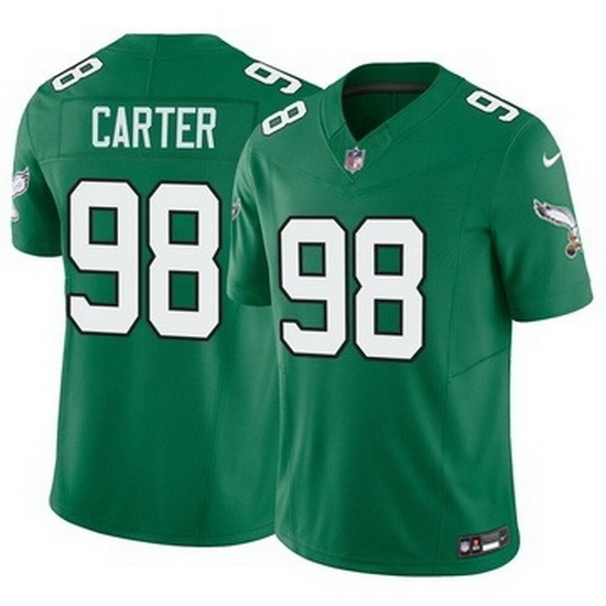 Youth Philadelphia Eagles #98 Jalen Carter Green Vapor Limited Stitched NFL Jersey - Ujersey