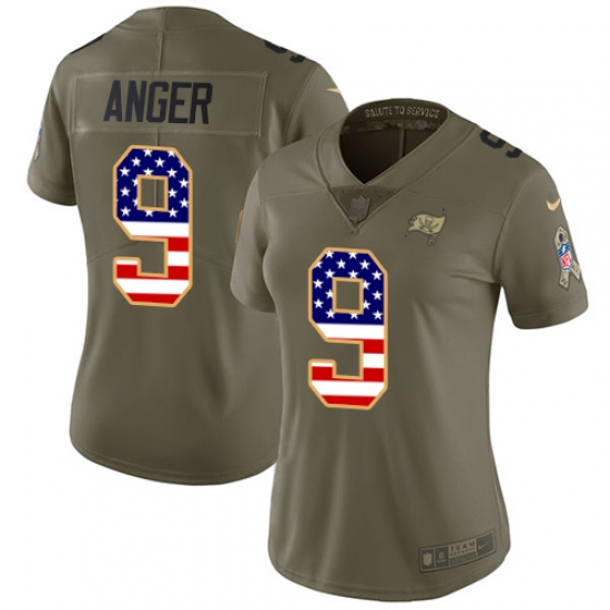 Women's Nike Tampa Bay Buccaneers #9 Bryan Anger Limited Olive/USA Flag 2017 Salute to Service NFL Jersey - Ujersey
