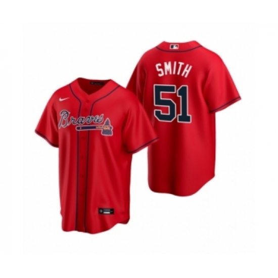 Women Atlanta Braves #51 Will Smith Nike Red 2020 Replica Alternate Jersey - Ujersey