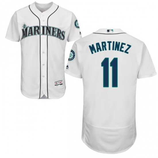 Men's Majestic Seattle Mariners #11 Edgar Martinez White Flexbase Authentic Collection MLB Jersey - Ujersey