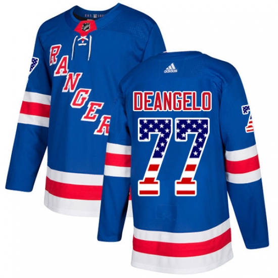 Men's Adidas New York Rangers #77 Anthony DeAngelo Authentic Royal Blue USA Flag Fashion NHL Jersey - Ujersey