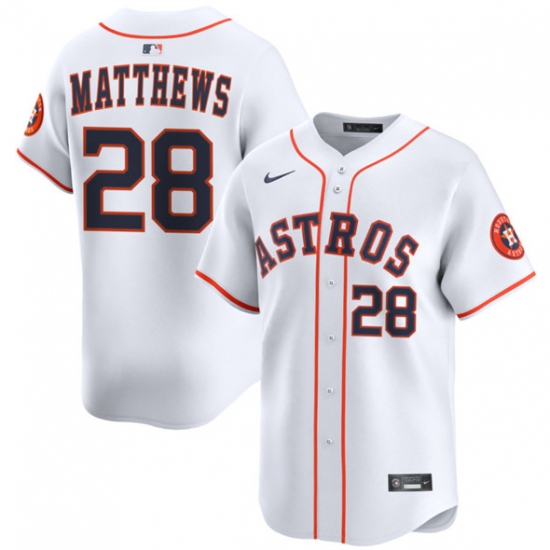 Men's Houston Astros #28 Brice Matthews White 2025 Home Limited Stitched Baseball Jersey - Ujersey