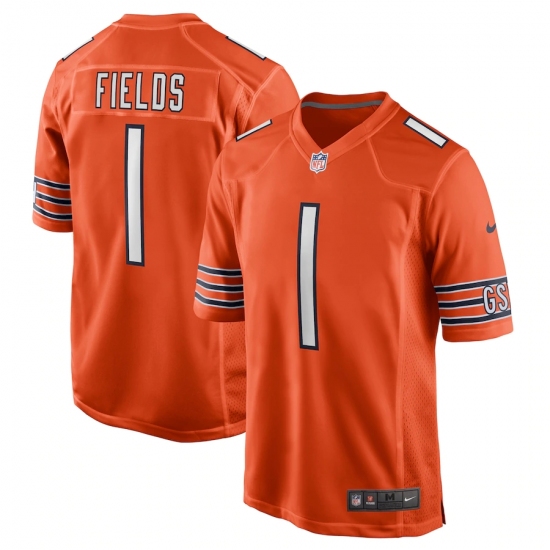 Men's Chicago Bears #1 Justin Fields Nike Orange 2021 NFL Draft First Round Pick Alternate Limited Jersey - Ujersey