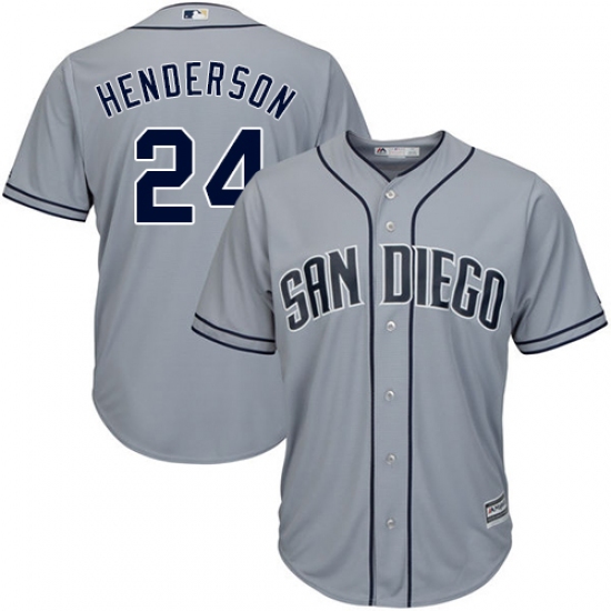 Men's Majestic San Diego Padres #24 Rickey Henderson Authentic Grey Road Cool Base MLB Jersey - Ujersey