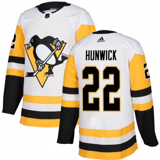 Women's Adidas Pittsburgh Penguins #22 Matt Hunwick Authentic White Away NHL Jersey - Ujersey